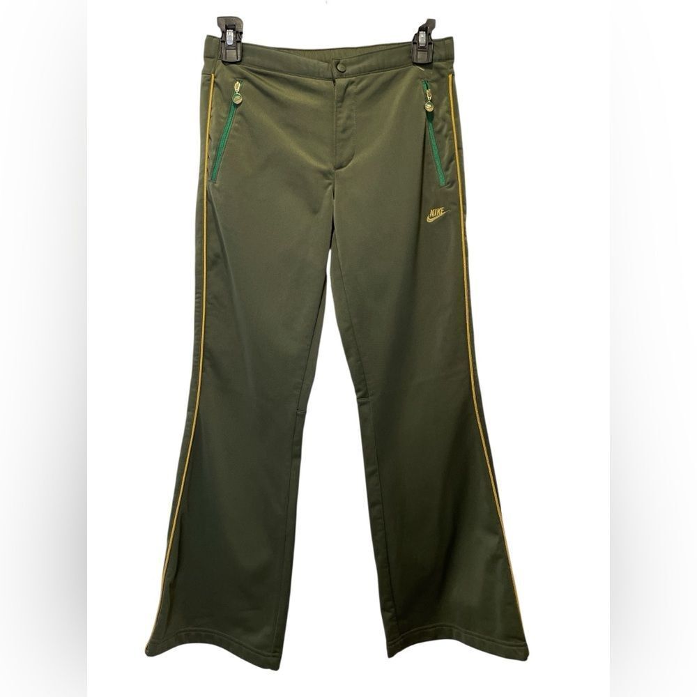 Nike Flare Olive Track Pants with Gold Trim size S